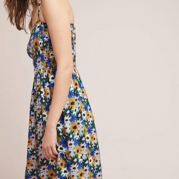Corey Lynn Calter Danica Midi Dress Floral Blue Gold Small - Picture 2 of 12